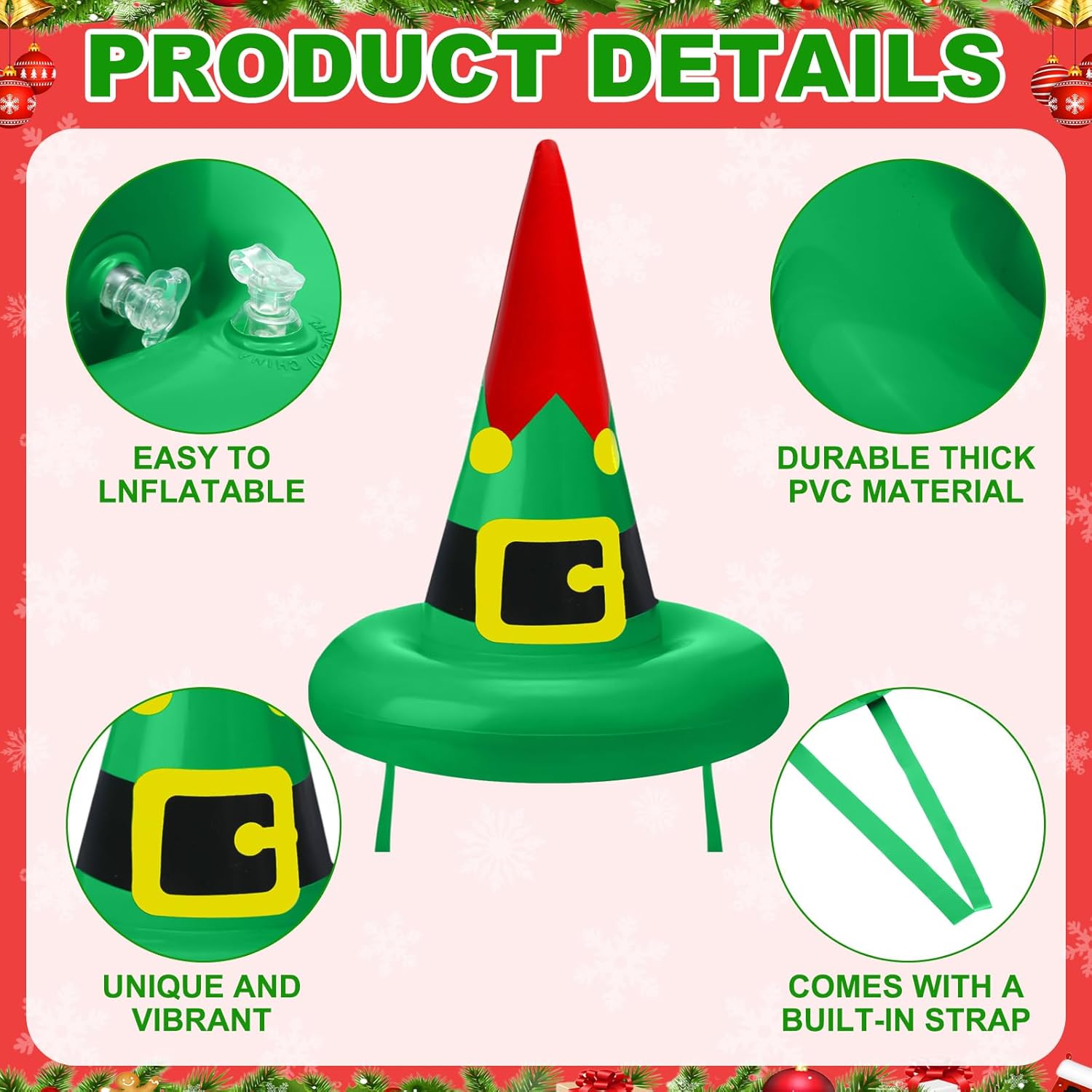 Christmas Ring Toss Games Set Inflatable Hat Ring Toss Game with Air Pump for Adults Family Party Indoor Outdoor Toys Gifts